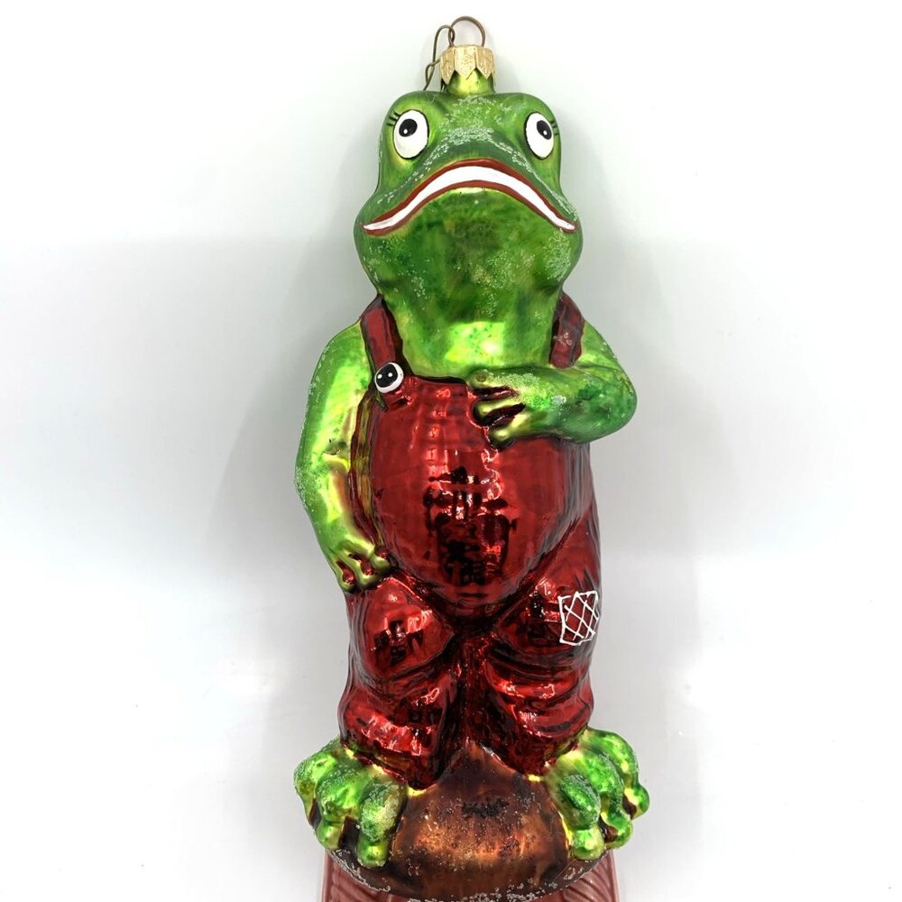 Christopher Radko Frog Daddy Blown Glass Ornament 96 386 0 Vintage 8" Tall Toad